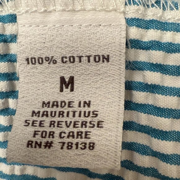 Vermont Country Store Womens Teal Seersucker Robe Size M Striped Loungewear Pool - Picture 8 of 13